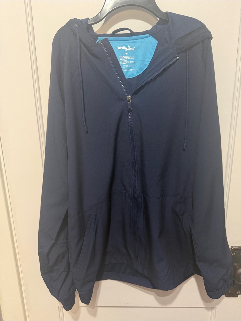 Men’s Birdie Bound Navy Zip-Up Hooded Golf Windbreaker Jacket